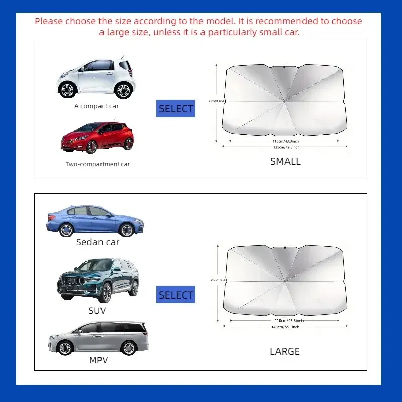 Color: WHITE - Hot Selling Summer Car Sunshade Umbrella, in Car Cooling Tool, Front Windshield Sunshade, Car Sunshade