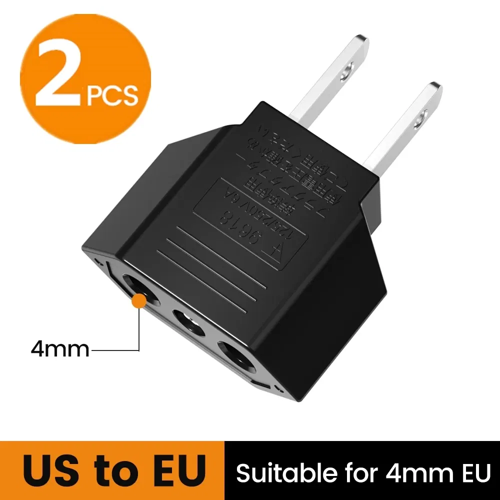Color: green - Elough 4.0mm US To EU Converter Plugs European EU To US America Travel Plug Adapter US to EU Power Adapter Electrical Plug