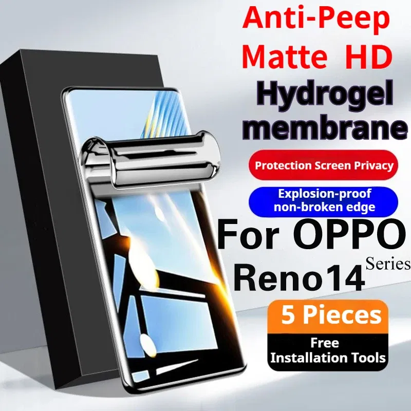 Bundle: 5 Pieces, Material: High Definition, Compatibility by Model: Oppo Reno14 Pro - Reno14Pro Matte Hydrogel Film For OPPO Reno 14Pro Privacy Screen Protector Reno14 Full Coverage Soft HD Protective Anti Peeping