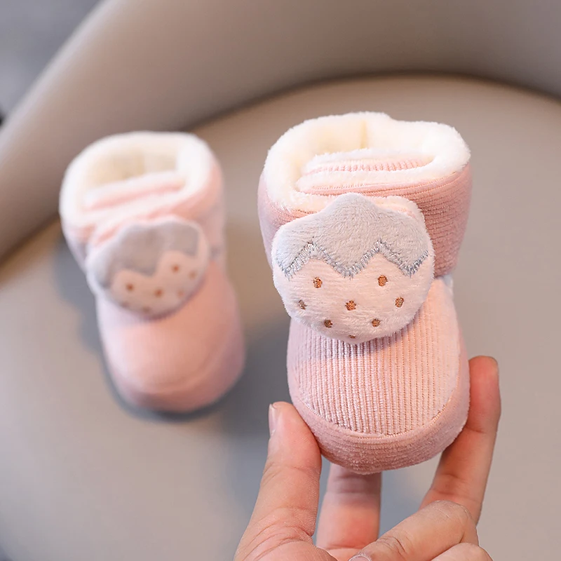 Color: Silver, Baby Age: 7-12 Months - Winter New Cute Cartoon Baby Booties Boy Girl Boots Cotton Soft-Sole Non-Slip Warm Toddler First Walkers Infant Crib Shoes