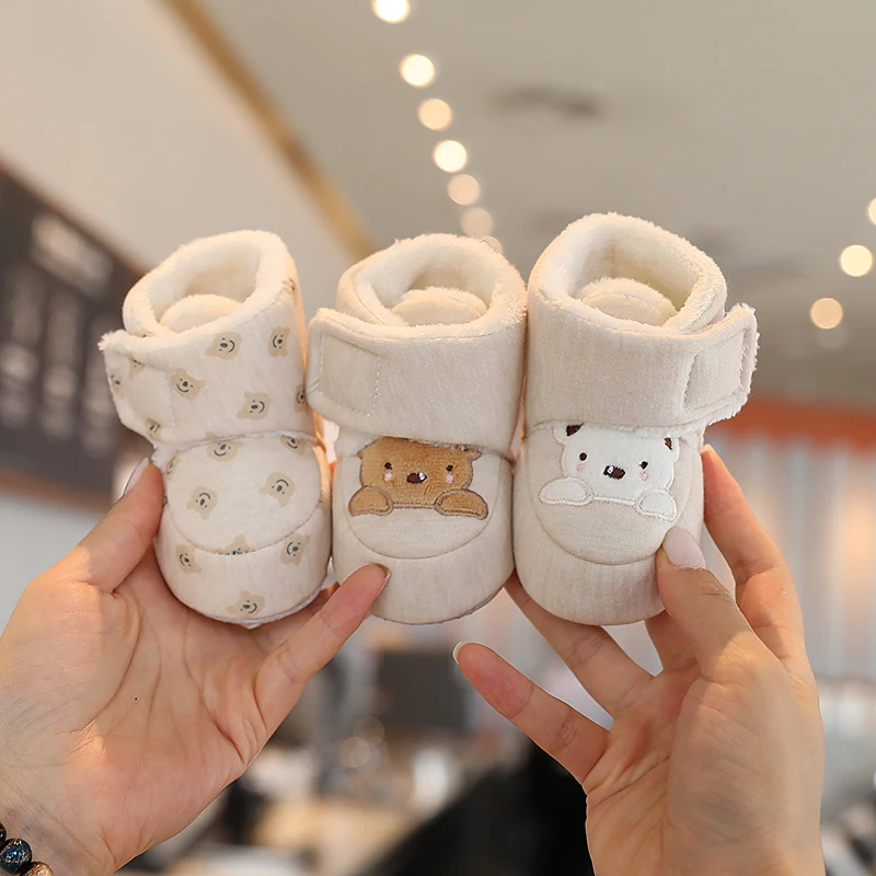 Color: Silver, Baby Age: 7-12 Months - Winter New Cute Cartoon Baby Booties Boy Girl Boots Cotton Soft-Sole Non-Slip Warm Toddler First Walkers Infant Crib Shoes