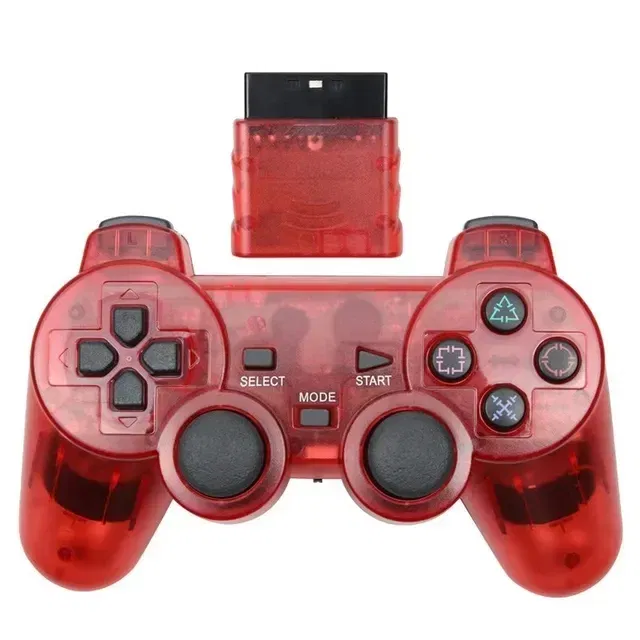 Color: Red - Wireless Gamepad for Sony PS2 Controller for Playstation 2 Console Joystick 2.4G Double Vibration Shock Joypad USB PC Game