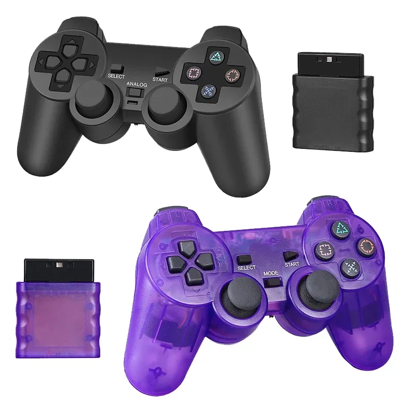 Color: Red - Wireless Gamepad for Sony PS2 Controller for Playstation 2 Console Joystick 2.4G Double Vibration Shock Joypad USB PC Game