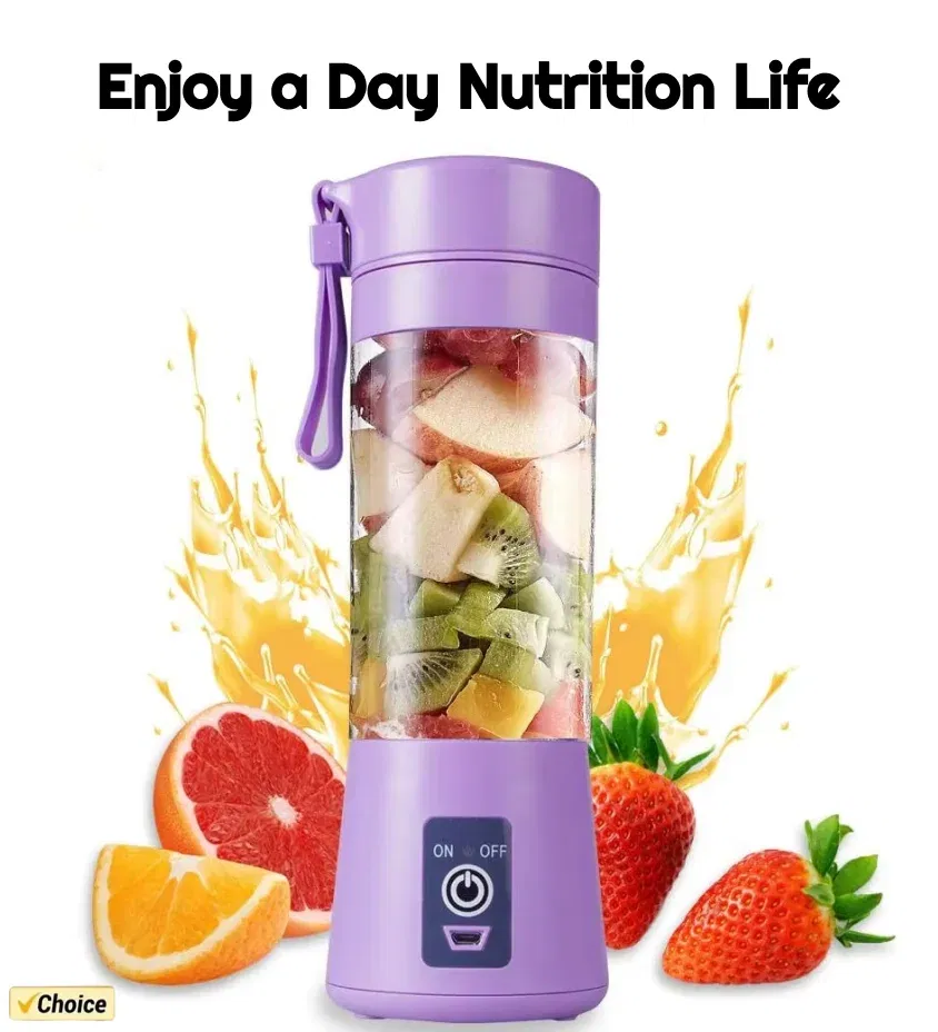 Color: Blue - Portable Mini Blender for Shakes and Smoothies Rechargeable USB 380ML Traveling Fruit Juicer Cup Hand Fruit Blender Juicing Cup
