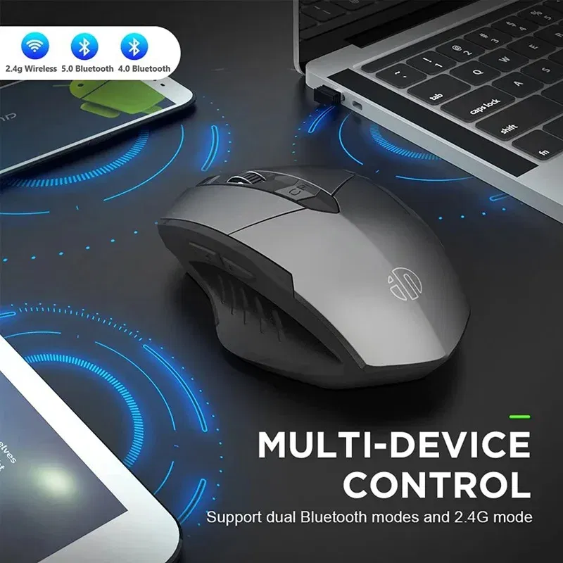 Color: WHITE - Inphic Rechargeable Wireless Mouse Ergonomic Bluetooth 5.0 2.4G Mice Office Mute Mouse For MacBook Tablet Laptops Computer PC