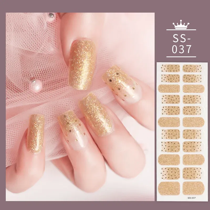 Color: DEEP BLUE - 22 Tips Blue and White Shiny Speckles Nail Art Sticker Full Cover Nail Stickers Last Update Nail Wraps Lot Sticker for Nails