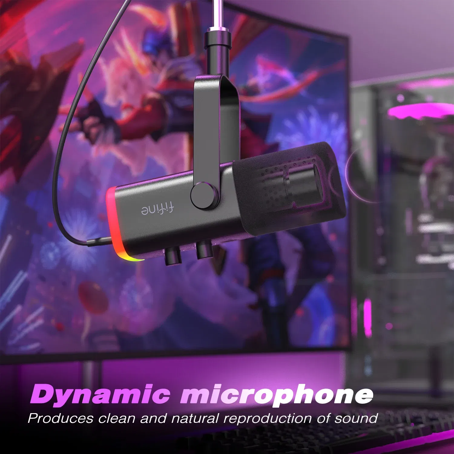 Color: GRAY, Ships From: CHINA - New! USB/XLR Dynamic Microphone with Touch Mute Button,Headphone jack,I/O Controls,for PC PS5/4 mixer,Gaming MIC Ampligame AM8