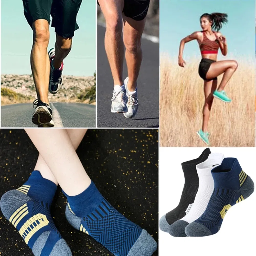 3Pair Professional Fitness Sports Socks Towel Bottom Non-Slip Running Socks Men Women Short Quick-Drying Basketball Training So