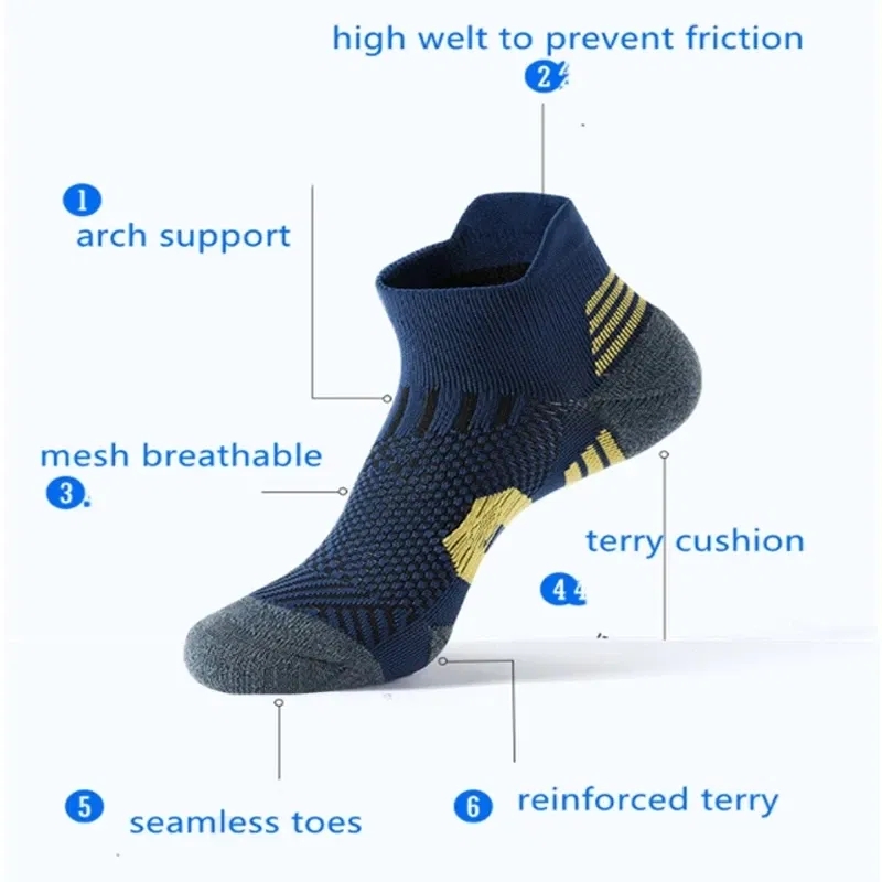 3Pair Professional Fitness Sports Socks Towel Bottom Non-Slip Running Socks Men Women Short Quick-Drying Basketball Training So