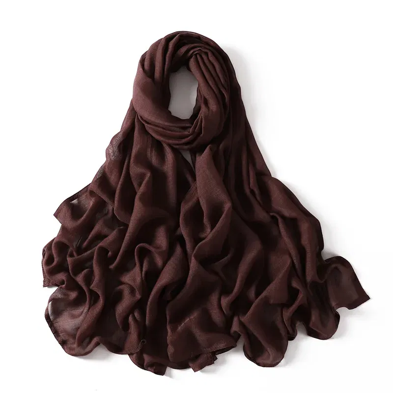 Color: Pink - Women Big Size Plain Solid Cotton Rayon Hijab Scarf Lady High Quality Wraps and Shawls Musulman Headband Islamic Turban 180*95Cm