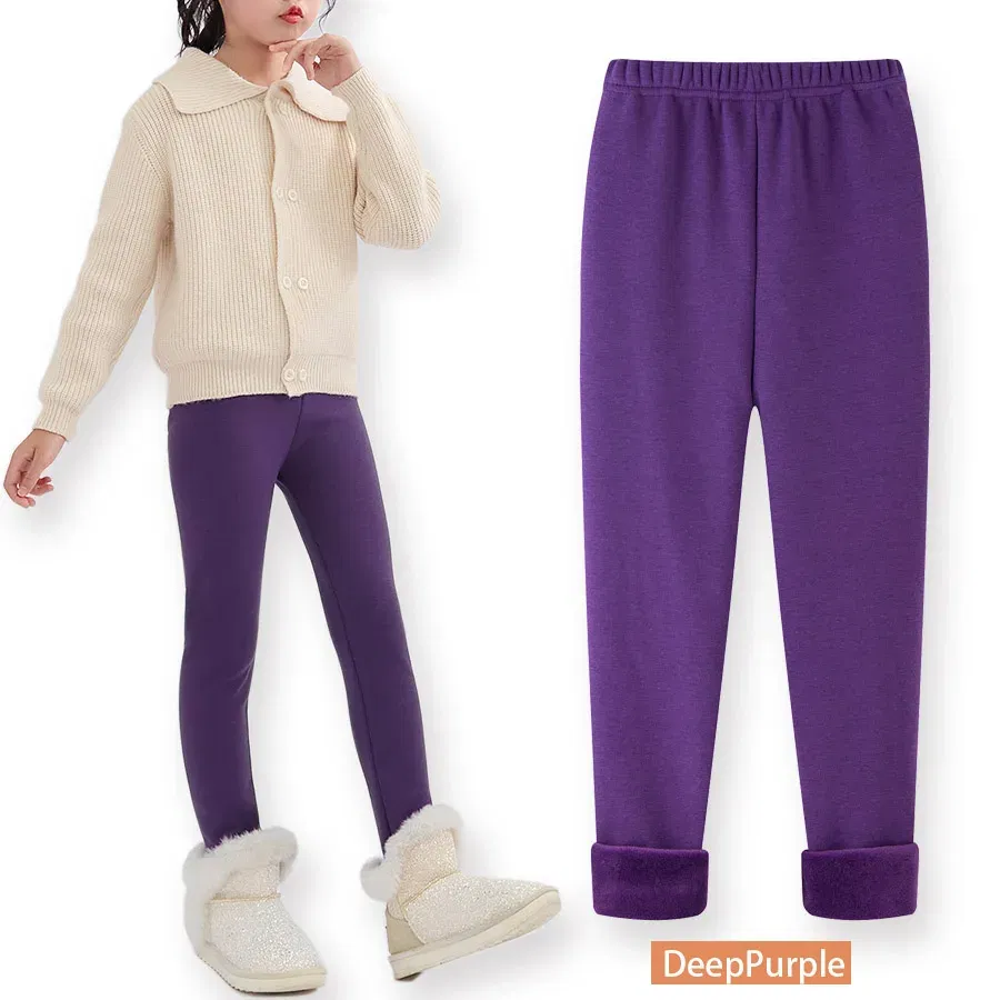 Color: PURPLE, Size: 140, Ships From: CHINA - SheeCute Girls Winter Warm Pants Kids Fleece Lined Leggings for 3-11 Years SCW7101