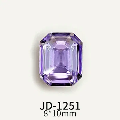 Color: black - 20pcs Nail Art Light Purple Sparkling Crystal Glass Diamond Violet Pointed Bottom Bare Rhinestone Gem Nail Accessories Charms