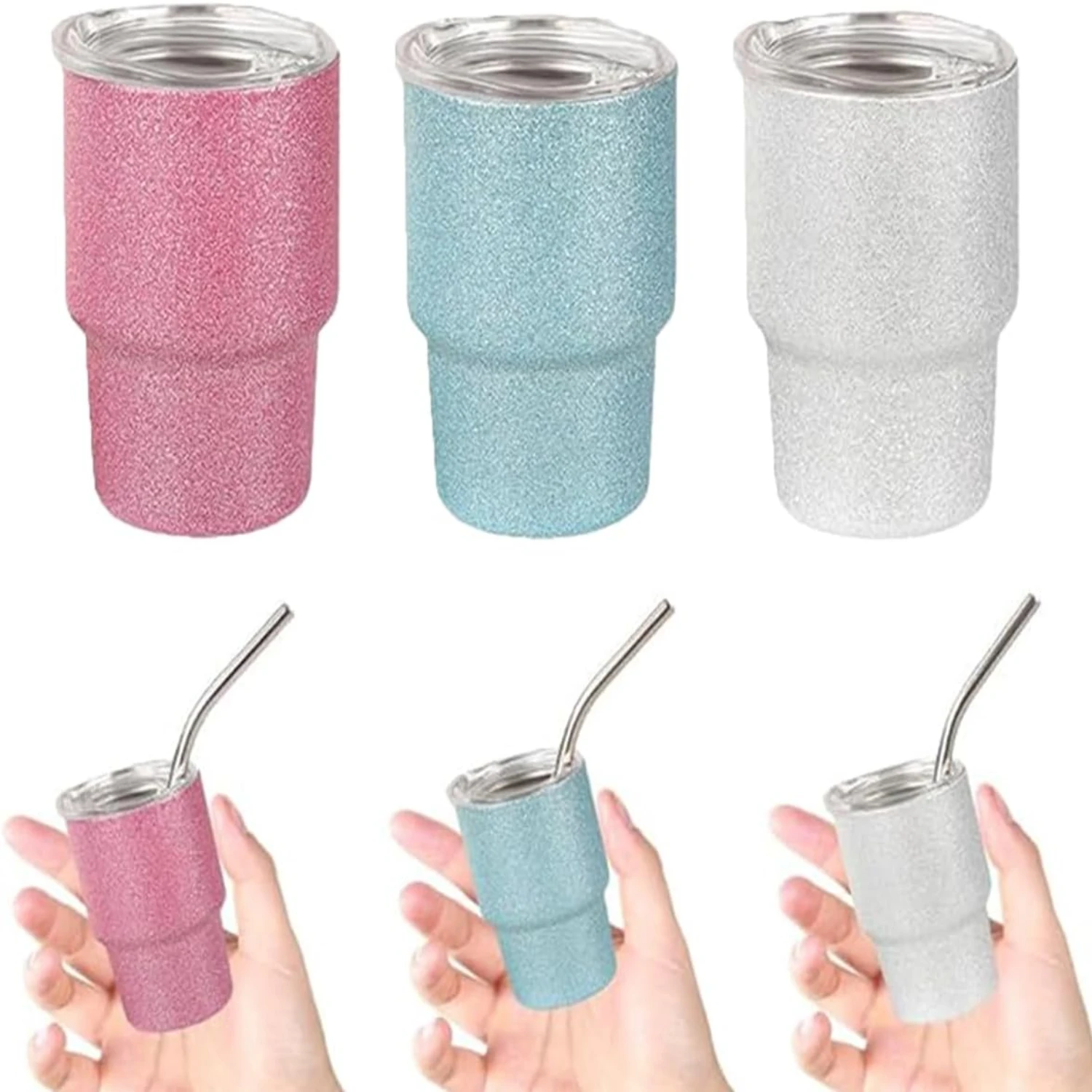 Color: black, Ships From: CHINA - Set Of 3 3oz Mini Tumbler Shot Glass With Straw and Lid, Stainless Steel Sublimation Mini Shot Glass Tumblers for for Espresso C
