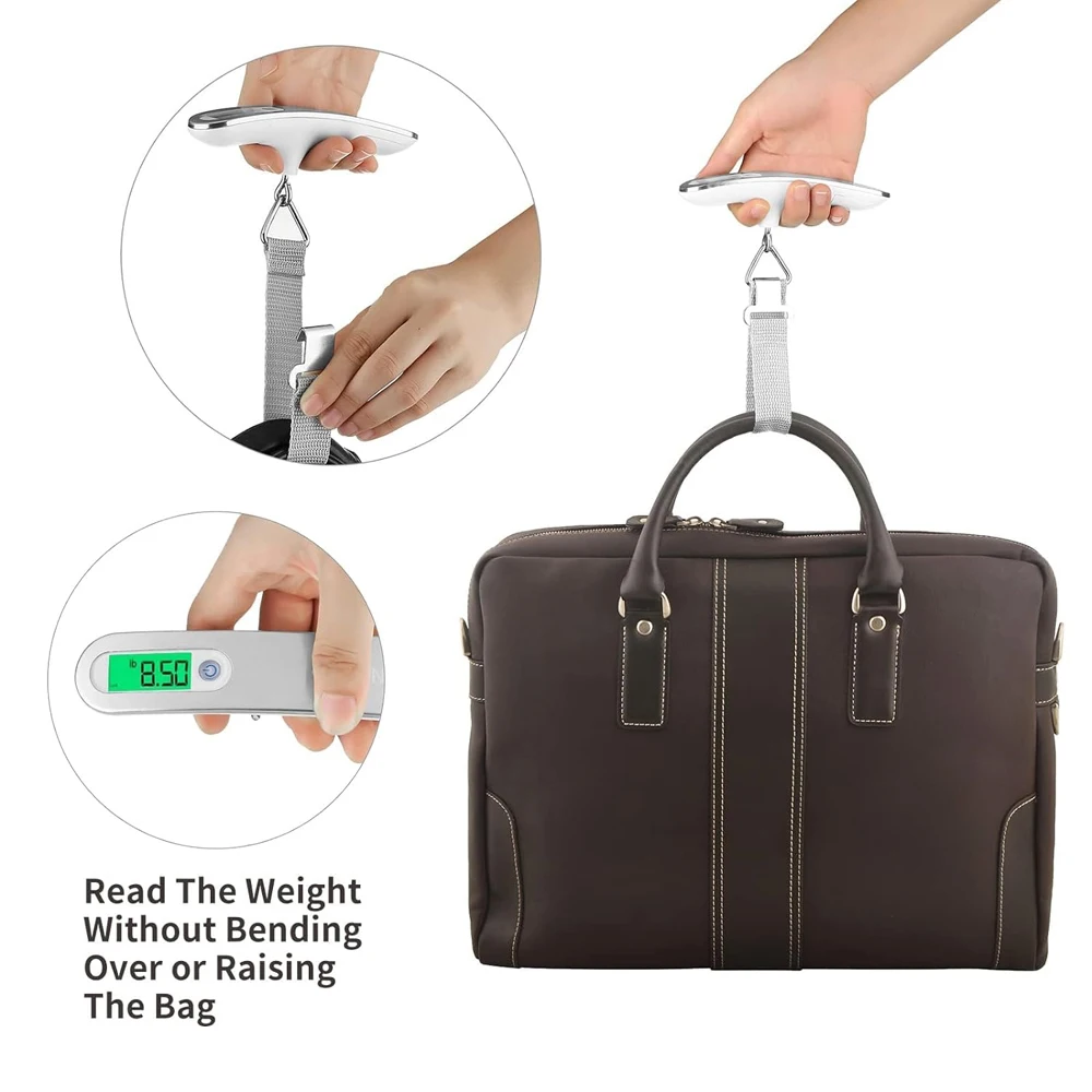 Color: Silver - 110lb/50kg Portable Electronic Hand Luggage Scale LCD Digital Display Balance Scale Suitcase Travel Weighs Baggage Weight Tool