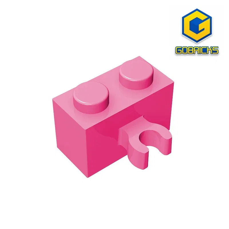 Color: GRAY - Gobricks GDS-651 BRICK 1X2 W. HORIZONTAL HOLDER compatible with lego 95820 30237 children's DIY Educational Building Blocks