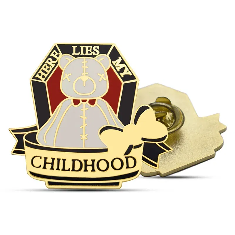 DON'T PAY BEFORE QUOTE Custom metal logo pins hard enamel glitter pin Glow in the dark clown metal Halloween style funny hat pin