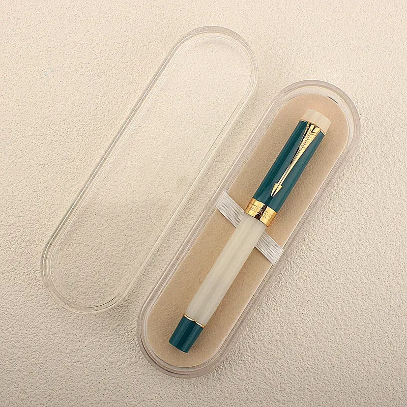 Color: light yellow, Nib Size: EF - JINHAO 100 Centennial Fountain Pen Resin Gold Clip Nib EF F M Students Pens Business Stationery School Office Supplies PK 9019