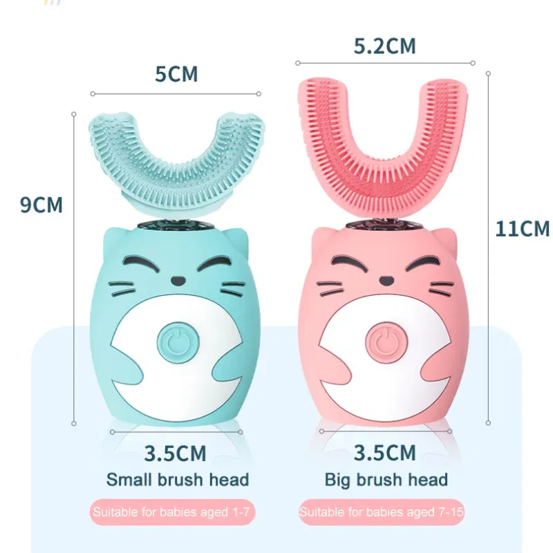 Color: MULTI - Kids U-shaped Sonic Electric Toothbrush Children Silicon Toothbrush 360 Degrees Smart Tooth Brush Teeth Whitening for Waterproof