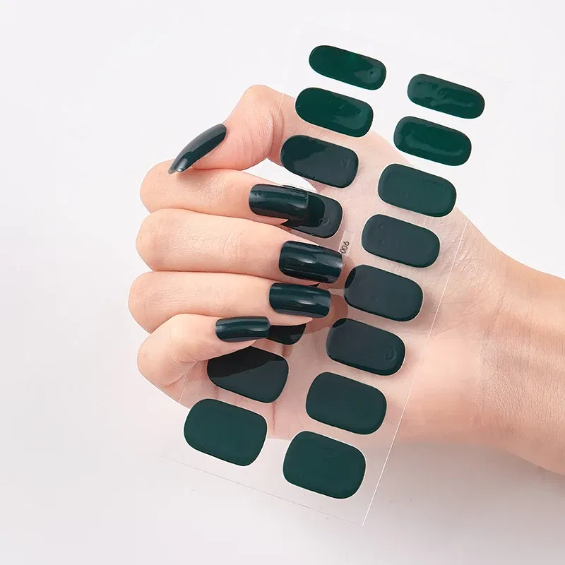 Color: Lightblue - Nail Sticker Shiny Design Full Beauty Stickers for Nails Decals Plain Stickers Women Salon Nail Art