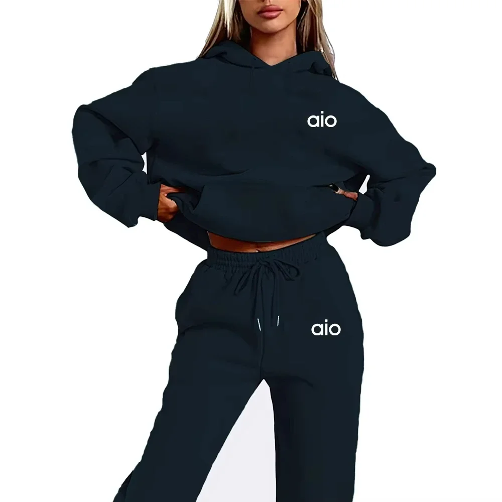 Color: GRAY, Size: XXL, Ships From: CHINA - 2025 Autumn Winter Women's Sets 2pcs Hoodies Pants Suit Sports Outfits Letter Print Aesthetic Clothes Ladies Tracksuit