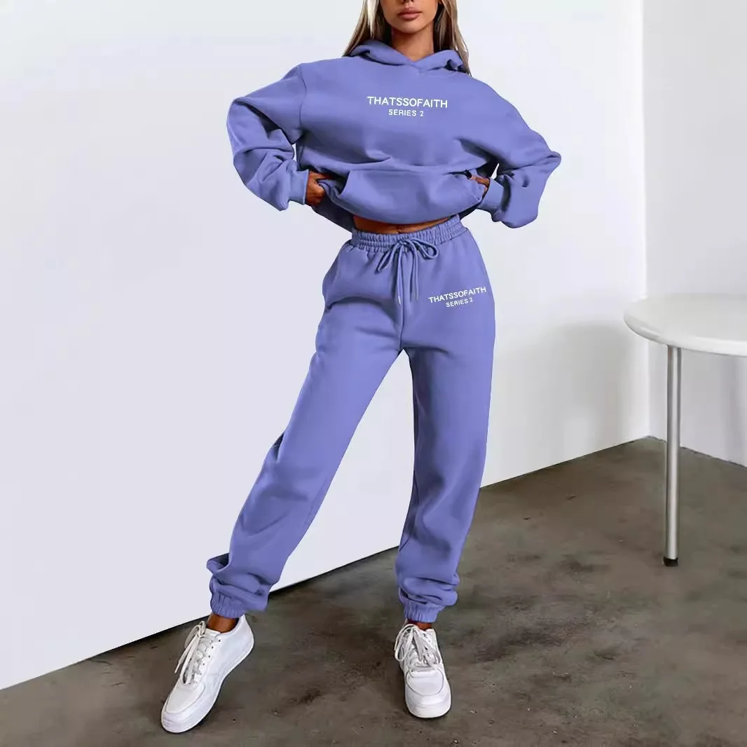 Color: GRAY, Size: XXL, Ships From: CHINA - 2025 Autumn Winter Women's Sets 2pcs Hoodies Pants Suit Sports Outfits Letter Print Aesthetic Clothes Ladies Tracksuit