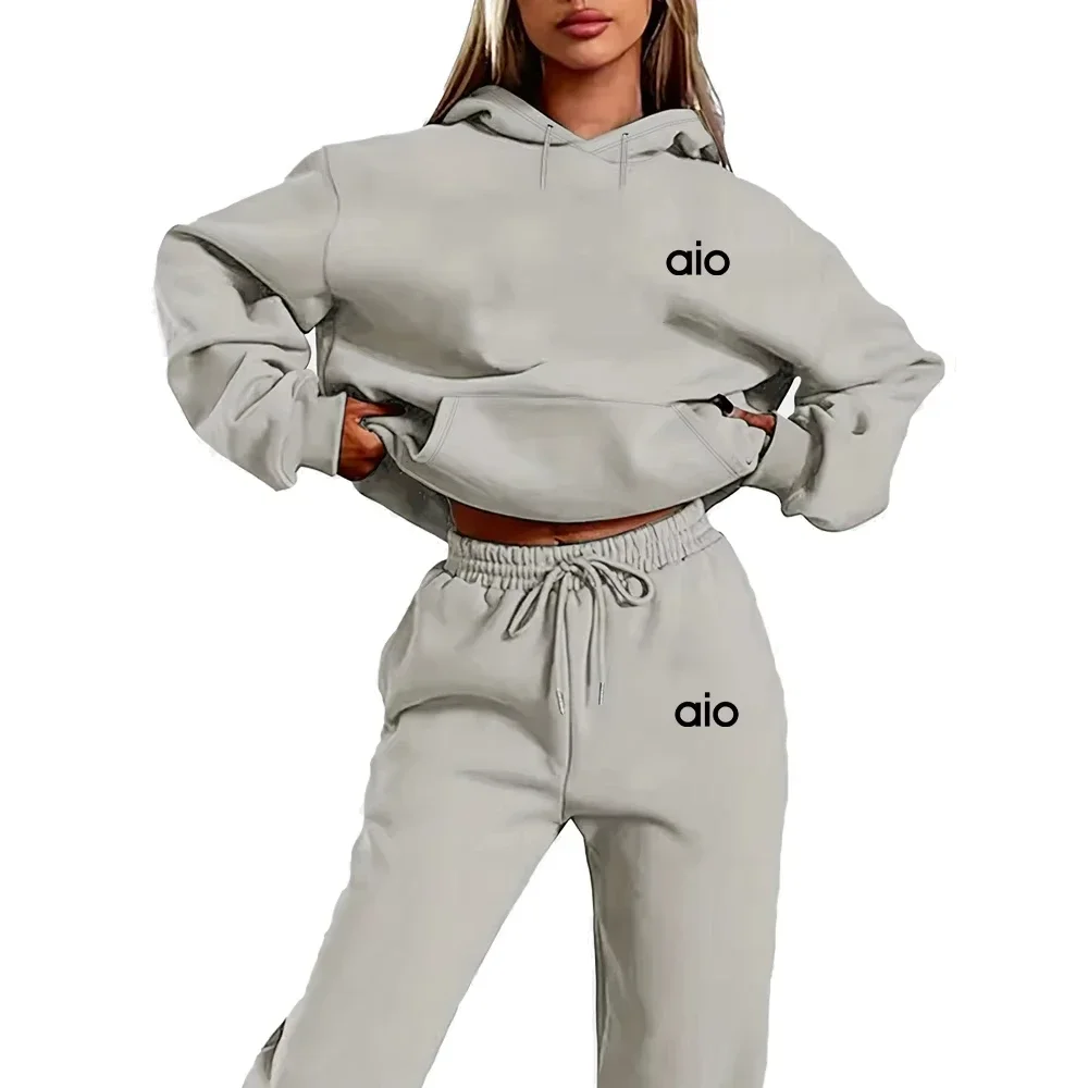 Color: GRAY, Size: XXL, Ships From: CHINA - 2025 Autumn Winter Women's Sets 2pcs Hoodies Pants Suit Sports Outfits Letter Print Aesthetic Clothes Ladies Tracksuit
