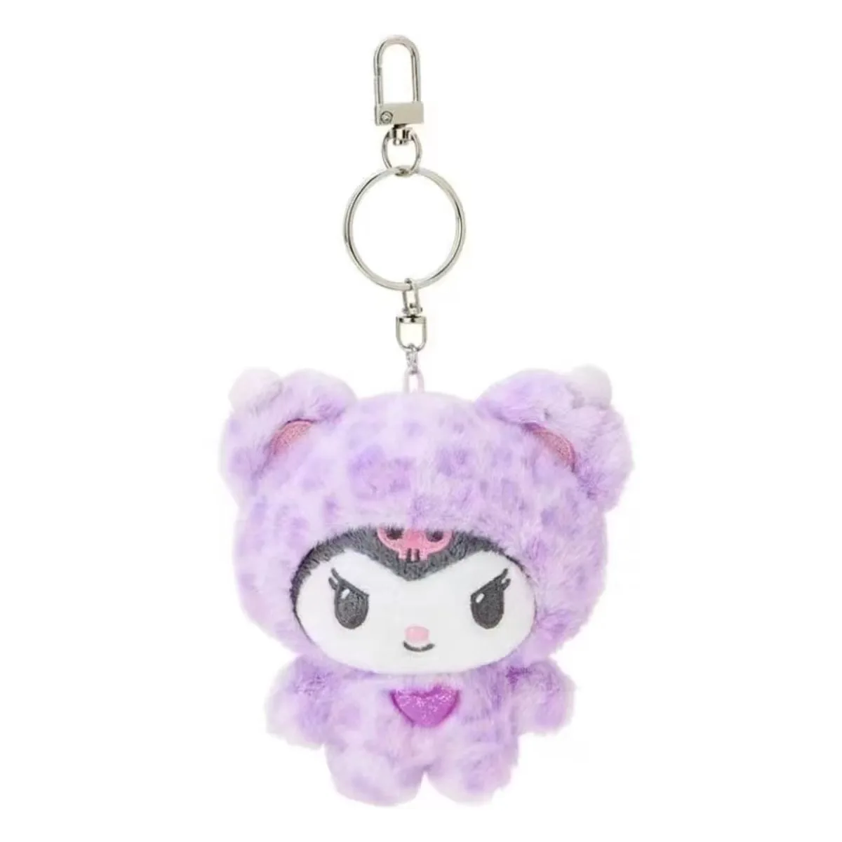 Color: Red - Sanrio Leopard Print Bear Series Hello Kitty Keychain Pendant Cartoon Kitty Cat Plush Doll Pendant Keychain Bag Decorations Gift