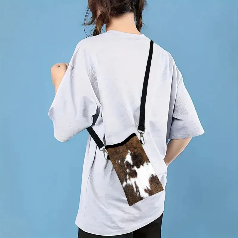 Color: Beige, Size: Extra Large - Cow Graffiti Crossbody PhoneBag Adjustable Detachable Strap Designed ForWomen CrossbodyBagShoulder Bag
