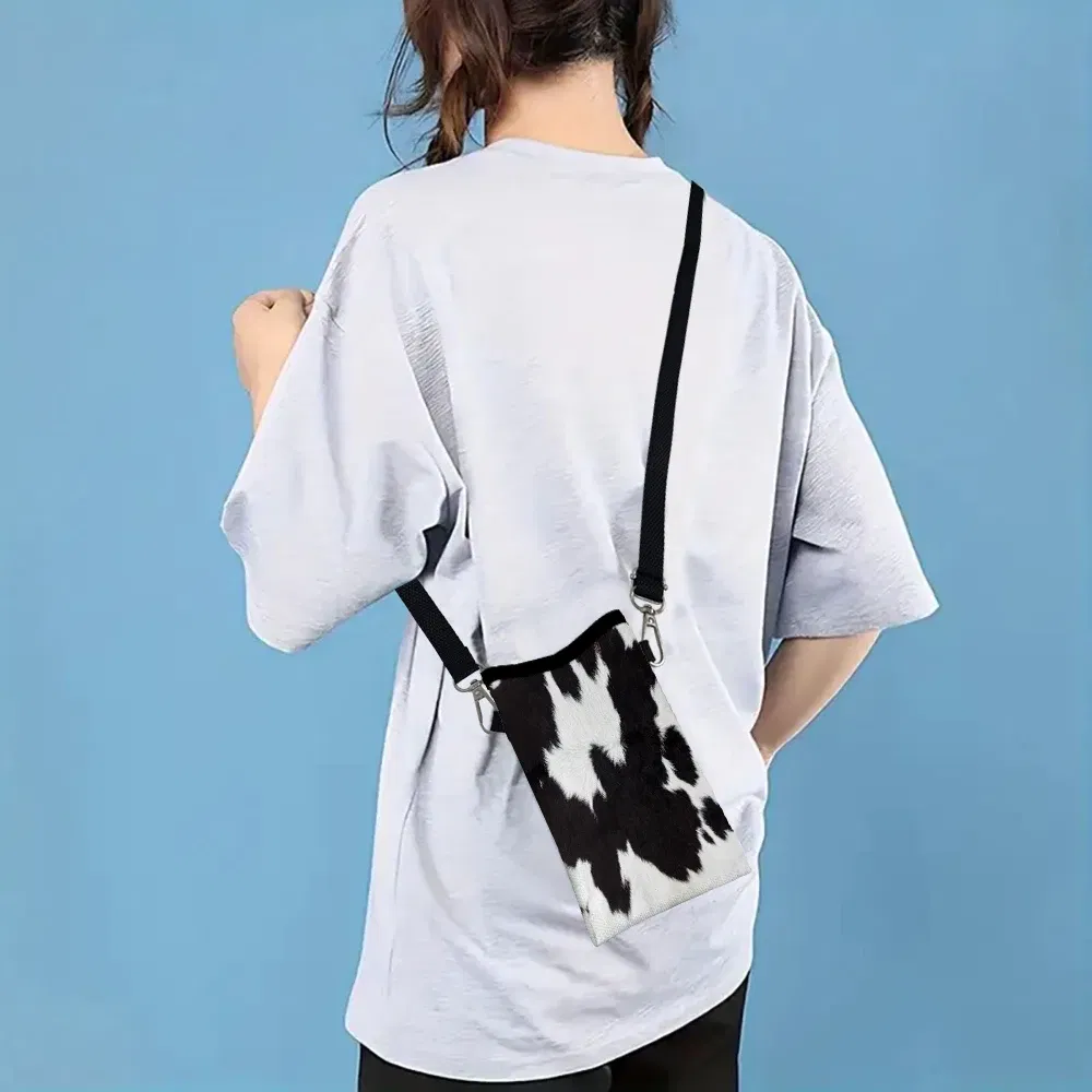 Color: Beige, Size: Extra Large - Cow Graffiti Crossbody PhoneBag Adjustable Detachable Strap Designed ForWomen CrossbodyBagShoulder Bag