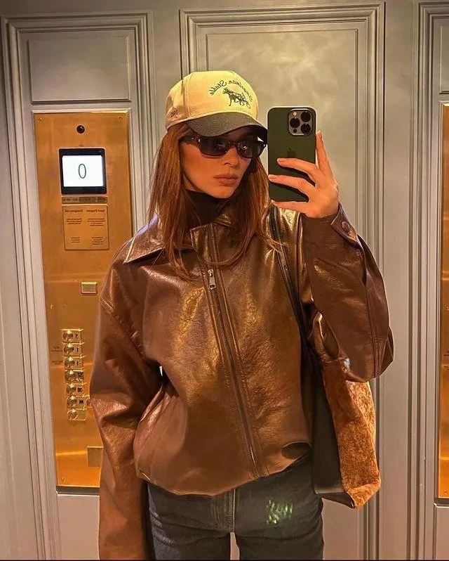 Vintage Brown Leather Motorcycle Jacket