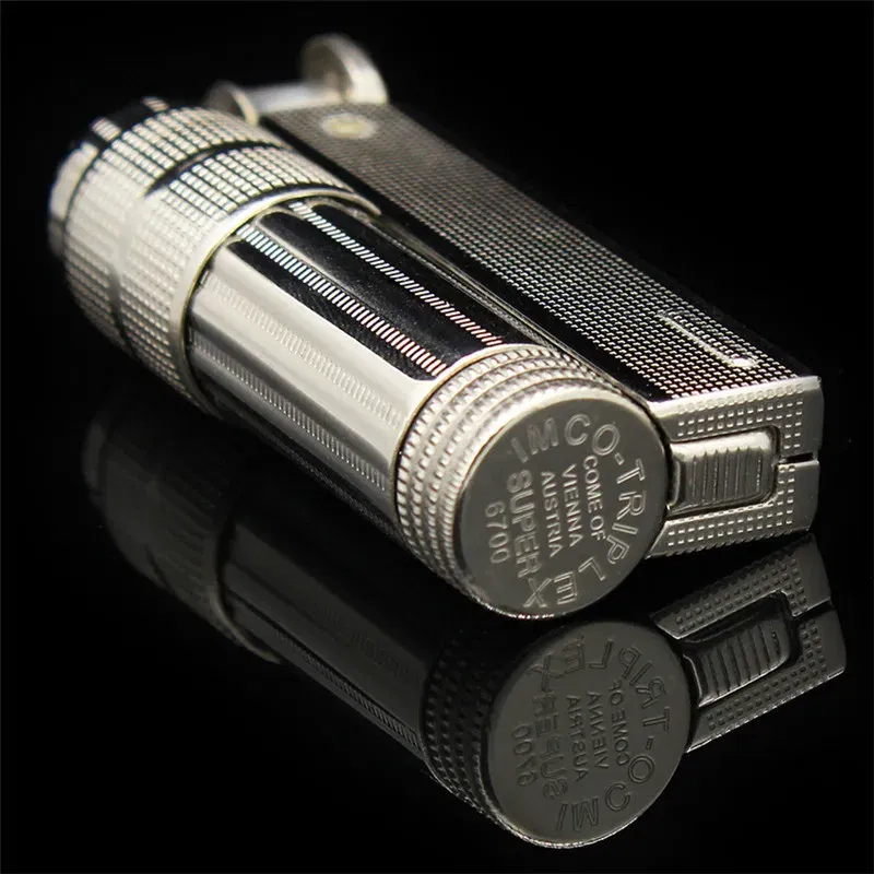 Color: Beige - Original IMCO Lighter Old Gasoline Flint Lighter Windproof Stainless Steel Cigarette Petrol Oil Lighter Inflated Gadgets Man
