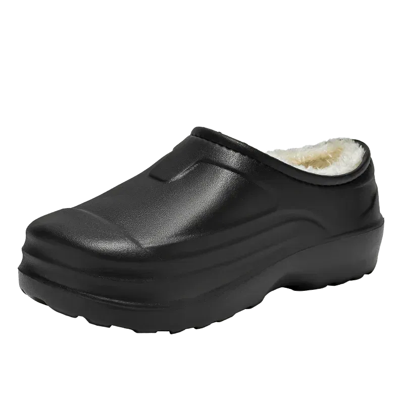 Color: black, Shoe Size: 45 - Eva Men's Chef Slippers Winter Slipper for Men Home Cotton Shoes Water Proof Anti-slip Keep Warm Height-increasing New Arrival