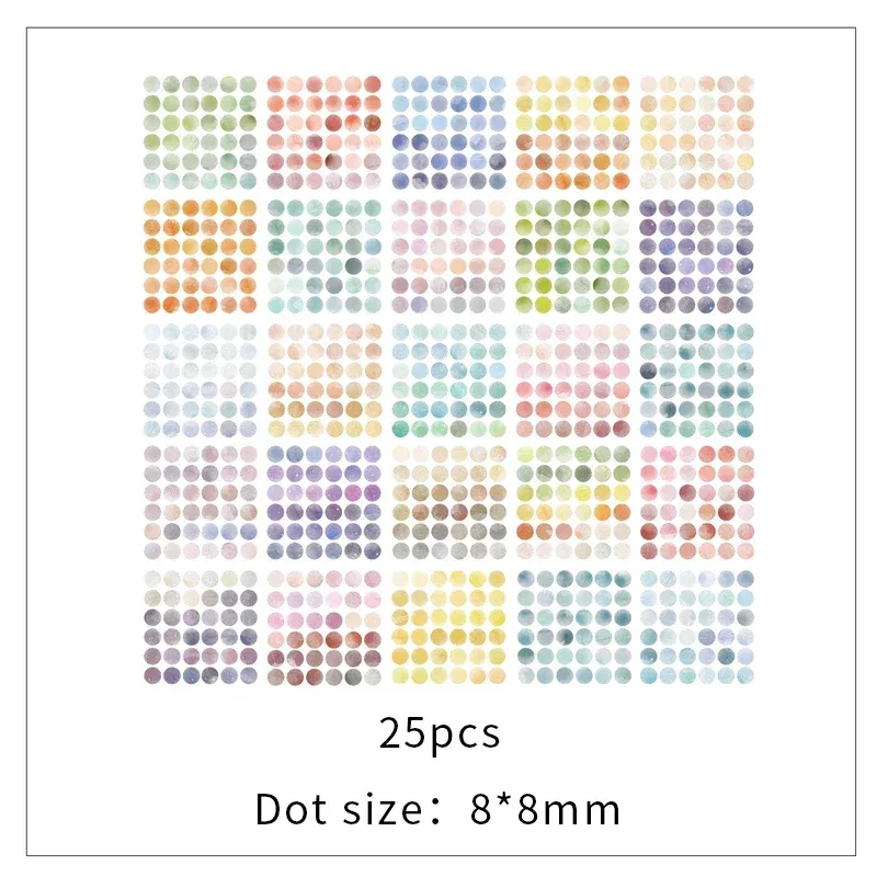 Color: light yellow - 20 Sheets Watercolor Polka Dot Sticker Bullet Journaling Accessories Scrapbooking DIY Color Label Washi Stationery Gift