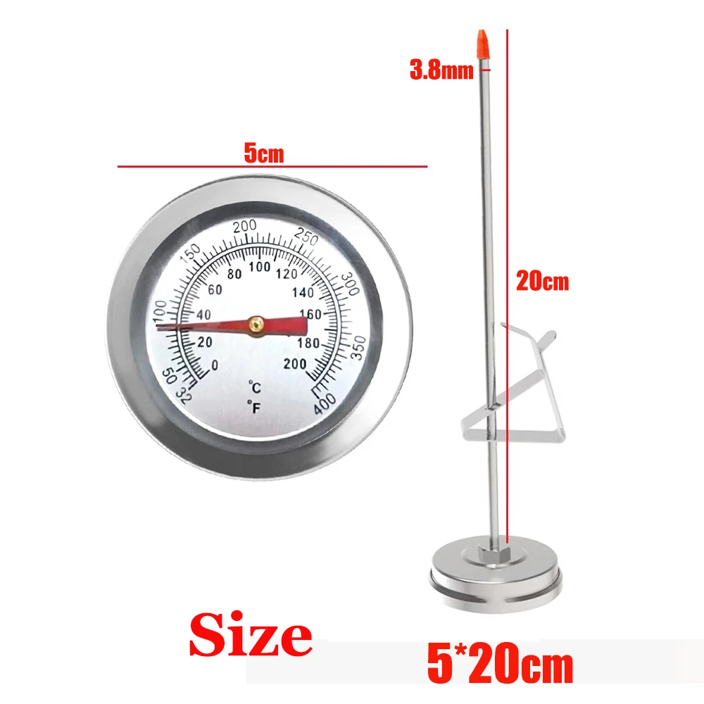 0?°C~200?°C/32-400?°F Milk Coffee Temperature Meter Food Meat Gauge Kitchen Oil Frying Pan Fryer Thermometer 200MM Sensor Probe