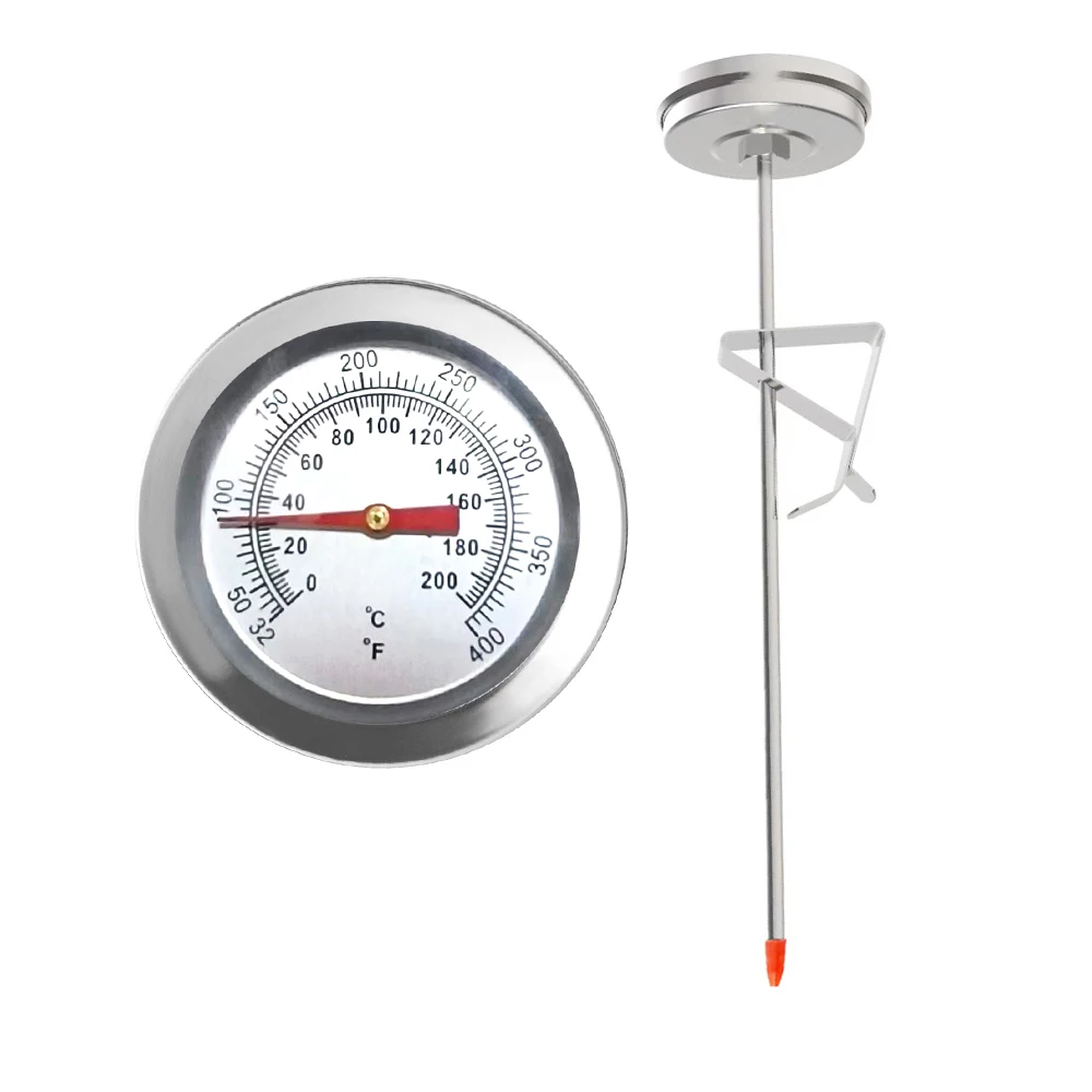 0?°C~200?°C/32-400?°F Milk Coffee Temperature Meter Food Meat Gauge Kitchen Oil Frying Pan Fryer Thermometer 200MM Sensor Probe