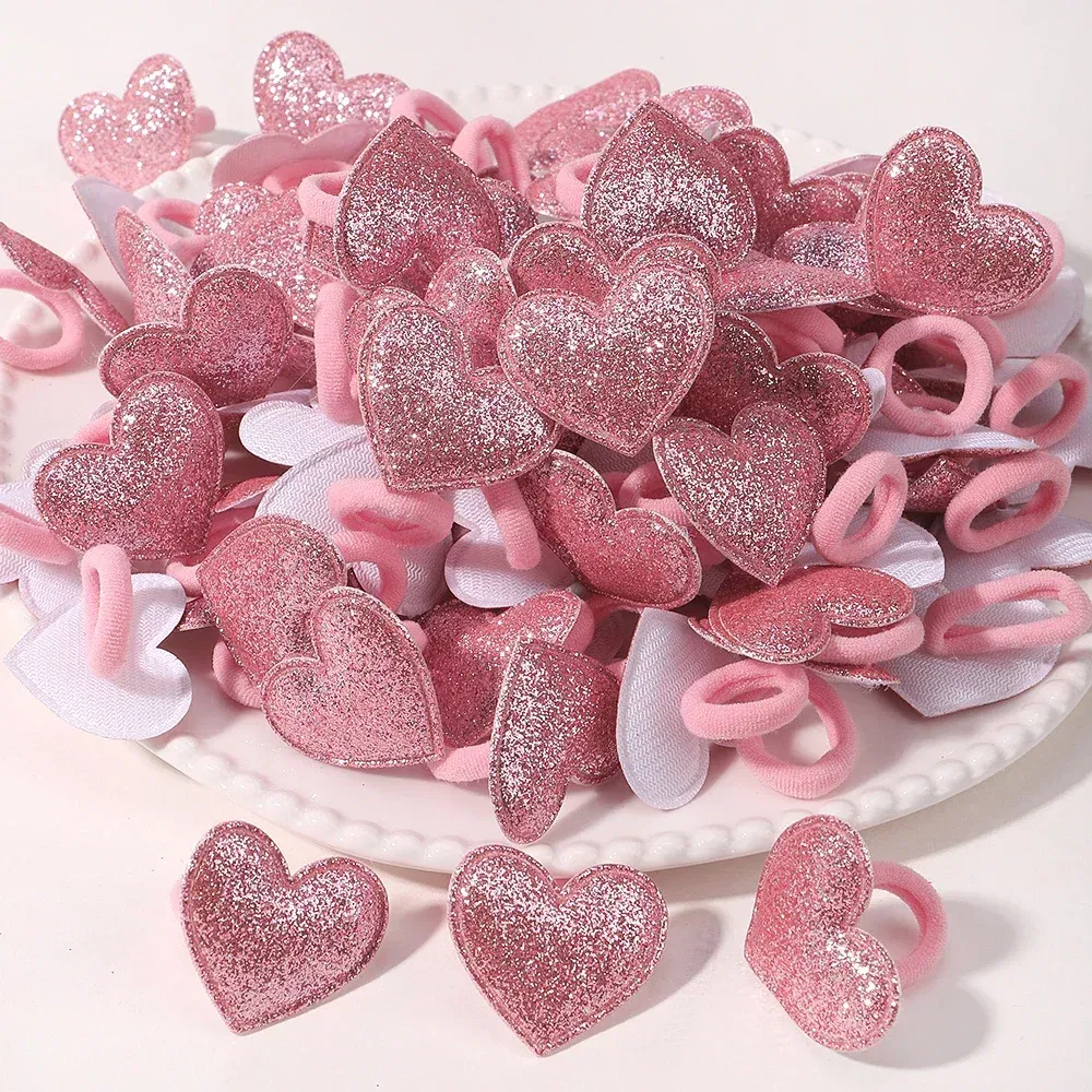Color: MULTI - 10pcs Love Star Kids Hair Loop No Harm Hair Towel Loop Head Rope Cartoon Ponytail Holder Rubber Band Girls Hair Accessories