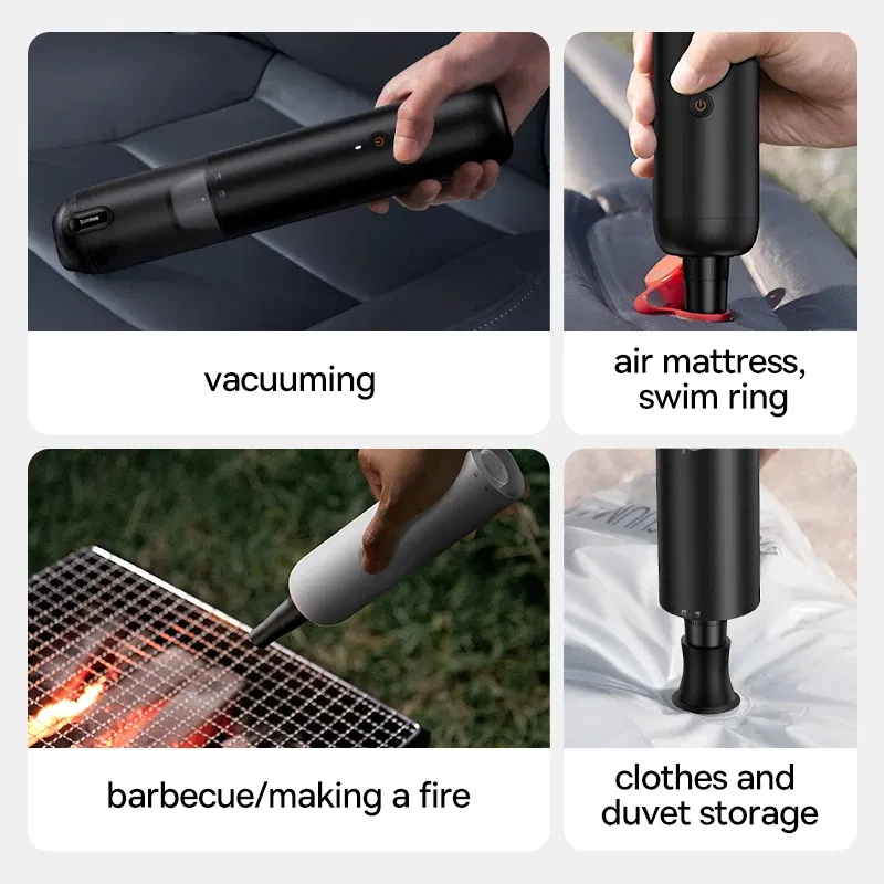 Color: Blue - Baseus Car Vacuum Cleaner with 12000Pa Powerful Suction Rechargeable Wireless Cleaner Handheld Airflow Pump For Car Home Office