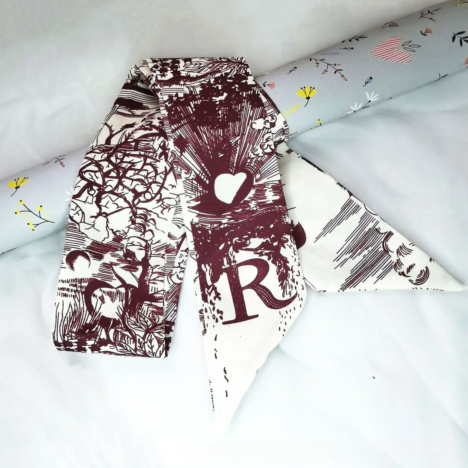 Color: army green, Size: XXS - Fashion Skinny Scarf Women Luxury letter Printing Tie Bag Handle Ribbon Hair Band Women's Headscarf New Lady Design Silk Scarves