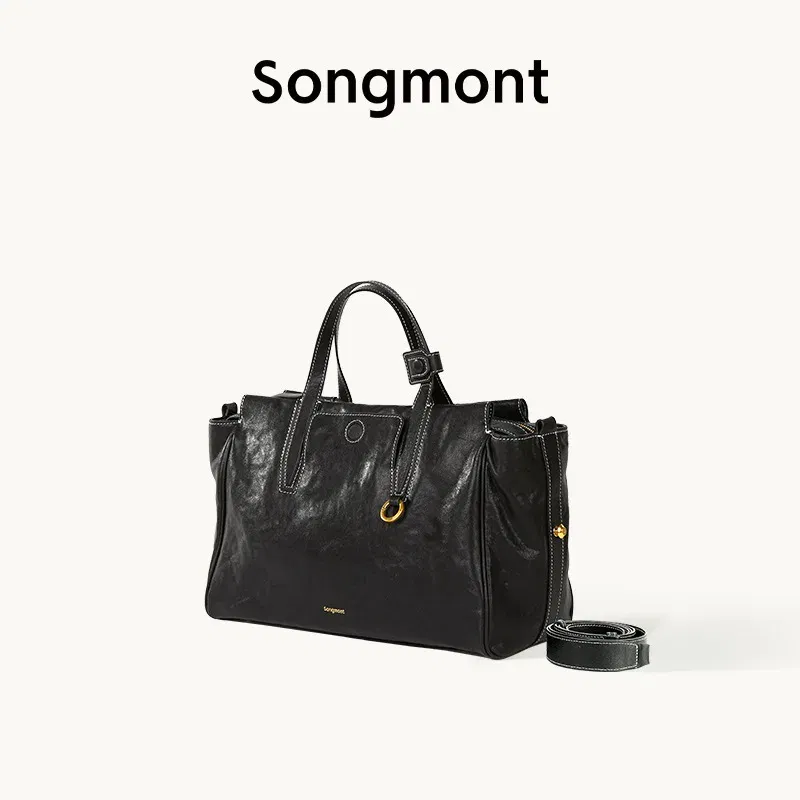 Color: Mustard - Songmont Tracking Series Travel Bag Vegetable Tanned Leather Briefcase, Simple Shoulder Bag