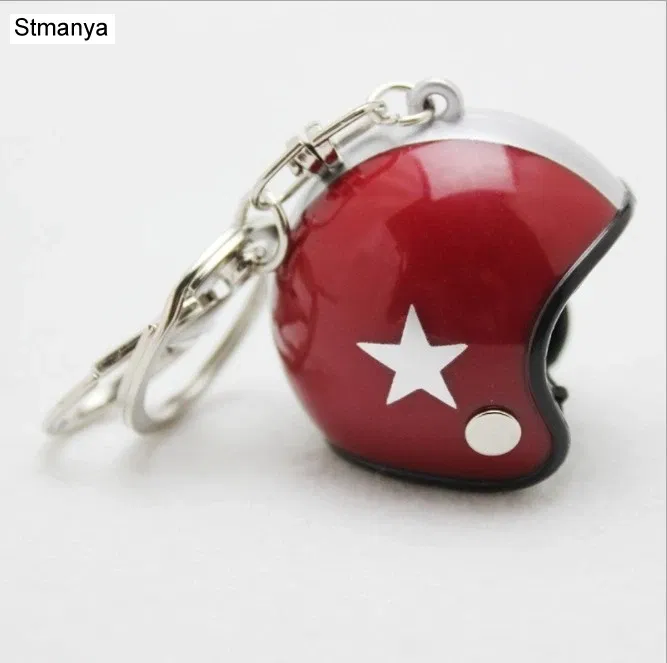Color: Beige - New Motorcycle Helmets Key chain Women men Cute Safety Helmet Car Keychain Bags Hot Key Ring gift Jewelry wholesale 17022
