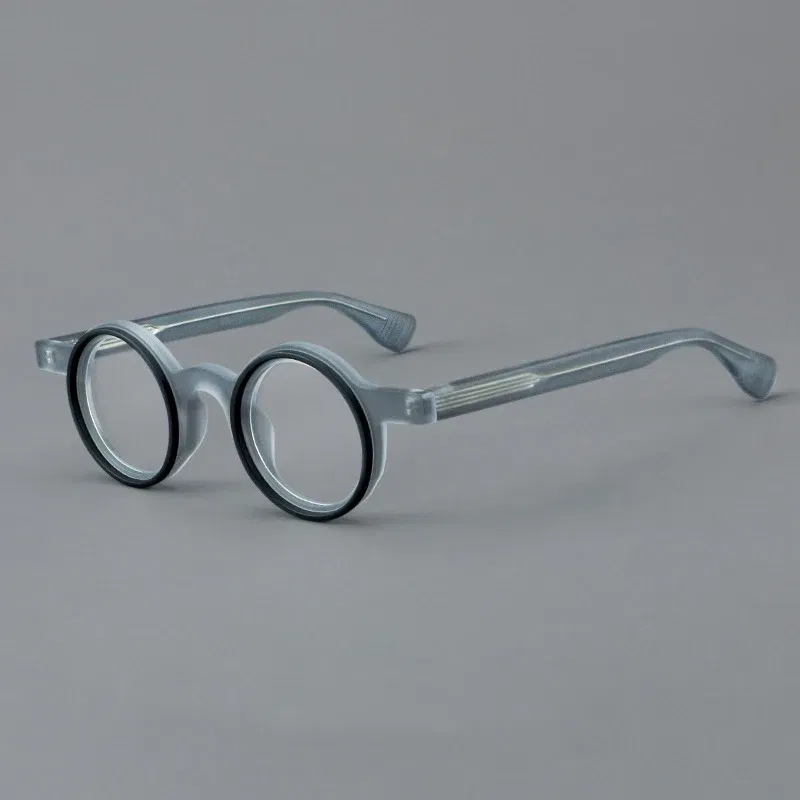 Frame Color: Pink, Eye Prescription: +500 - VCKA Round Acetate Photochromic Reading Glasses Frame Men Prescription Anti-blue Eyeglasses Women Custom Eyewear +0.50 to+6.0