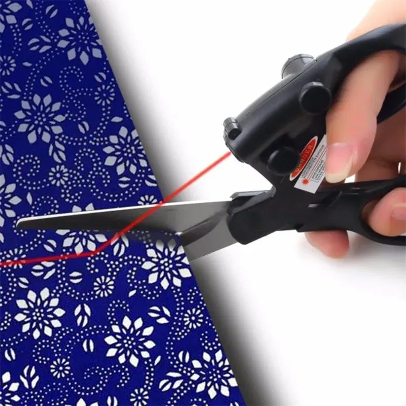 Color Name: Blue - Professional sewing laser guided scissors suitable for cutting and direct cutting of household crafts packaging 1/2PCS