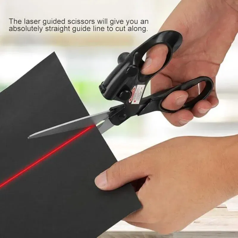 Color Name: Blue - Professional sewing laser guided scissors suitable for cutting and direct cutting of household crafts packaging 1/2PCS