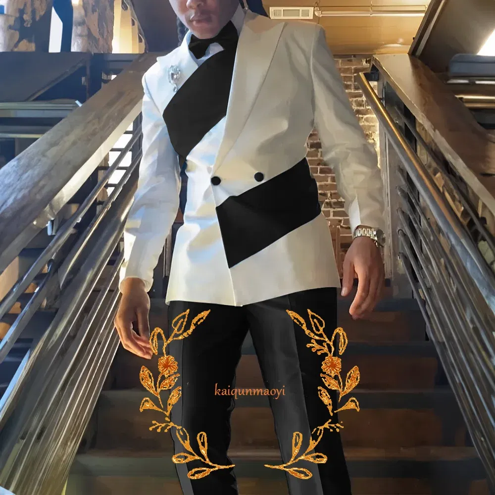 Men's Suit 2 Piece Set Stylish Design Formal Party Dress Elegant Men's Suit Color Block Blazer Pants Customized Outfit