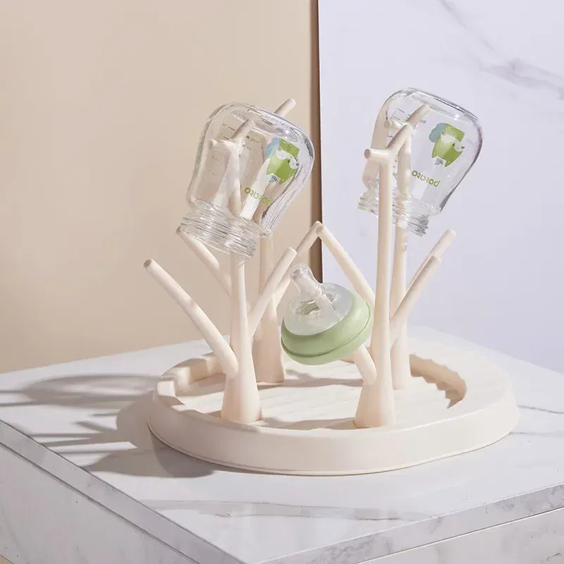 Color: Red - Baby Bottle Holder Cleaning Dryer Drainer Removable Baby Bottle Drying Rack Storage Rack Tree Shape Rack for Babies Bottles Item