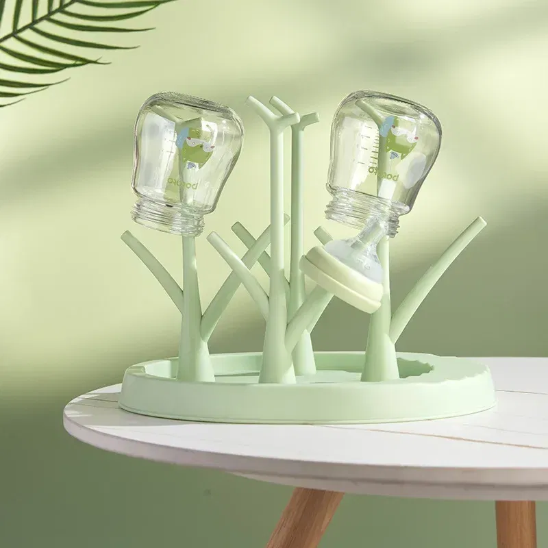 Color: Red - Baby Bottle Holder Cleaning Dryer Drainer Removable Baby Bottle Drying Rack Storage Rack Tree Shape Rack for Babies Bottles Item