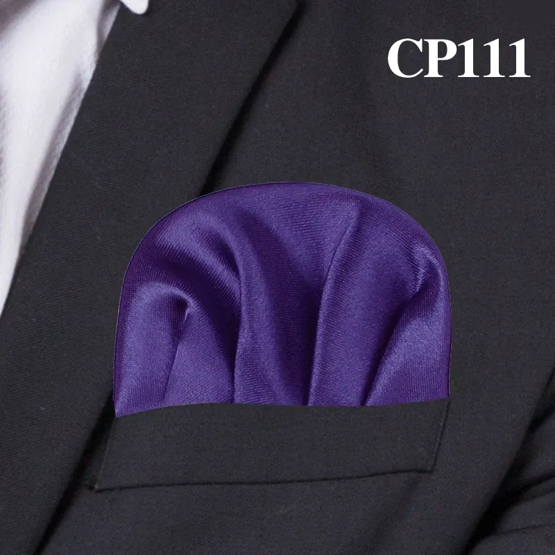 Color: Lavender - Fashion Solid Silk Satin Handkerchief Candy Color Suits Pocket Square For Men Business Chest Towel Hanky Suit Napkin Hankies