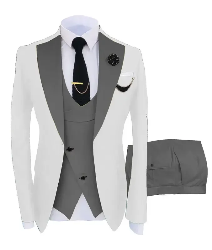Color: Burgundy, Size: 4XL - 3pcs Men Coat Business Formal Slim Fit Suit Costumes Pour Homme Set Party Vest Pants Wedding Blazer Verde Hombre Terno Masculino