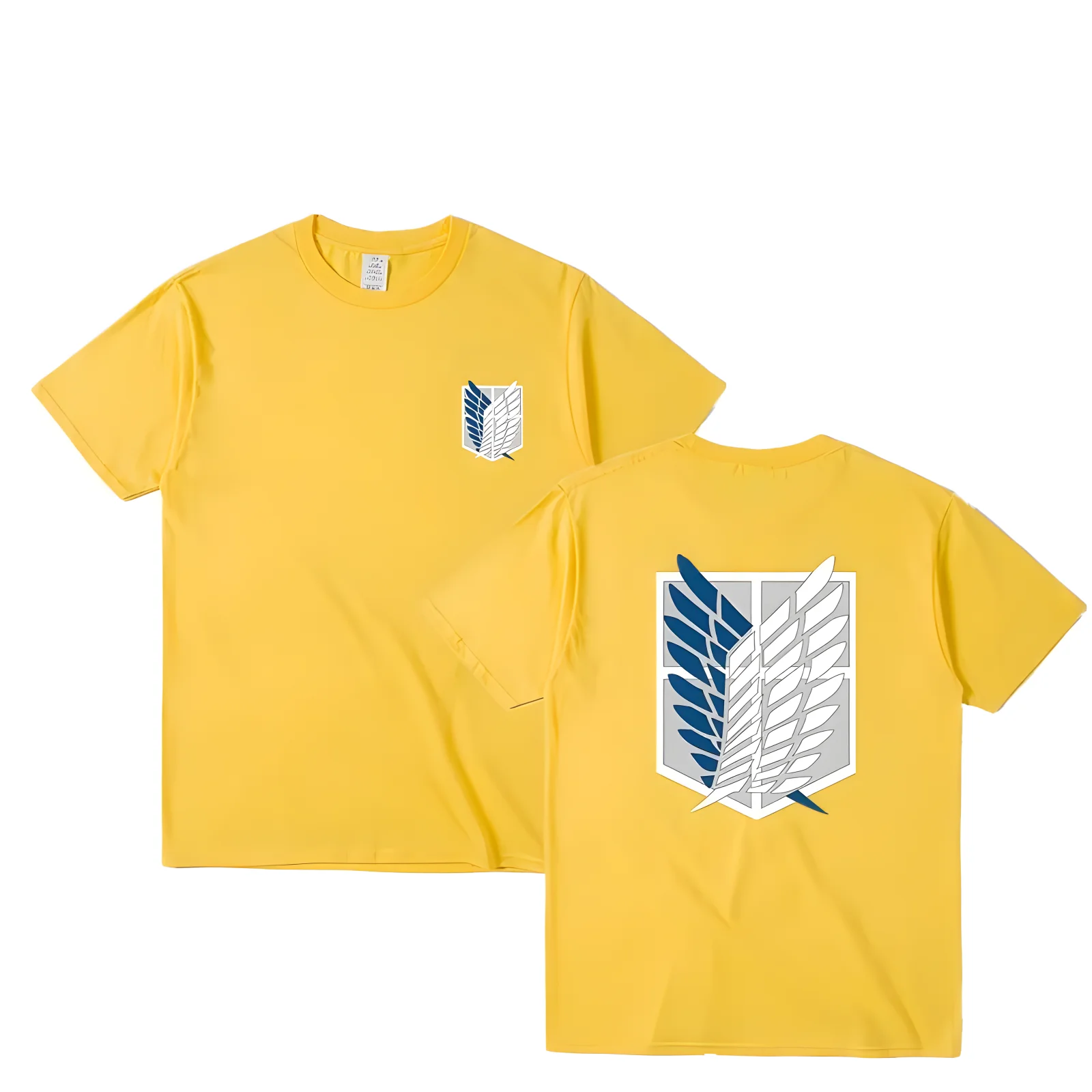 Color: Yellow, Size: S - Attack on Titan T-shirt Wings of Freedom Short Sleeve Ackerman Mikasa Eren Jaeger Men Cotton Tops Summer Oversized O-Neck Tee