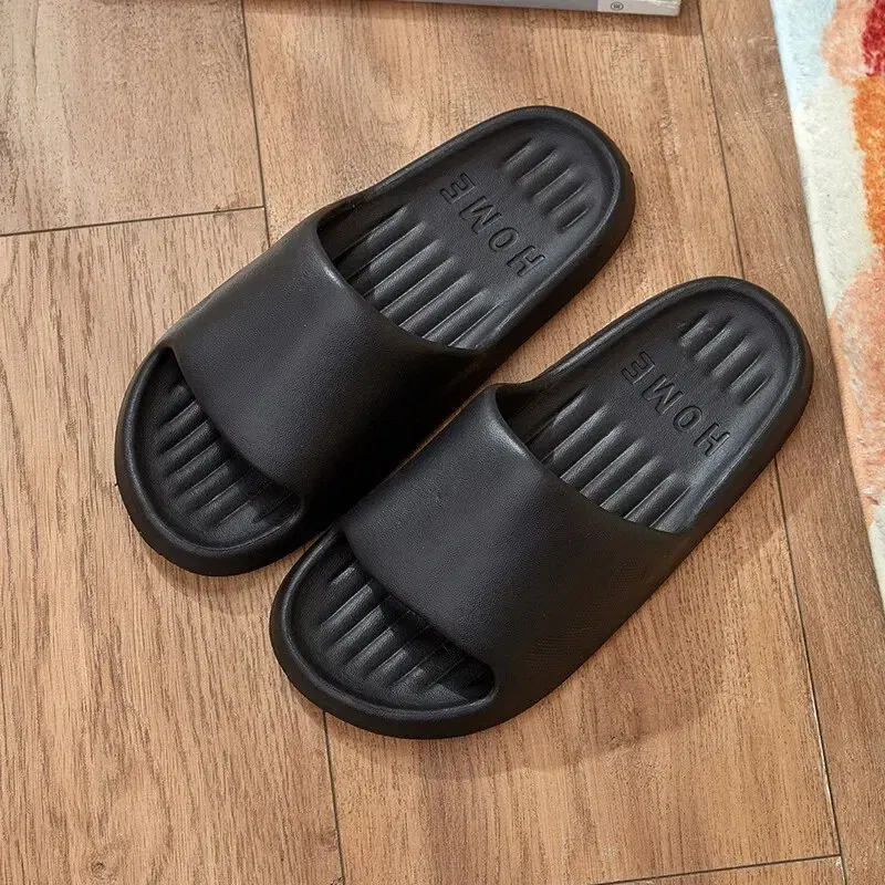 Color: black, Shoe Size: 42 - Soft Slippers Couples Home Outdoor Slipper Summer Women Bedroom Thick Bottom Shoes Beach Sandals Men Flip Flops Shower Shoes